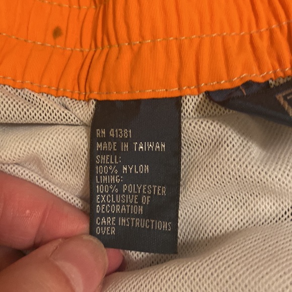 Men’s 3XL Olive w Orange accents and tan piping Polo by Ralph Lauren swim trunks - Picture 8 of 12